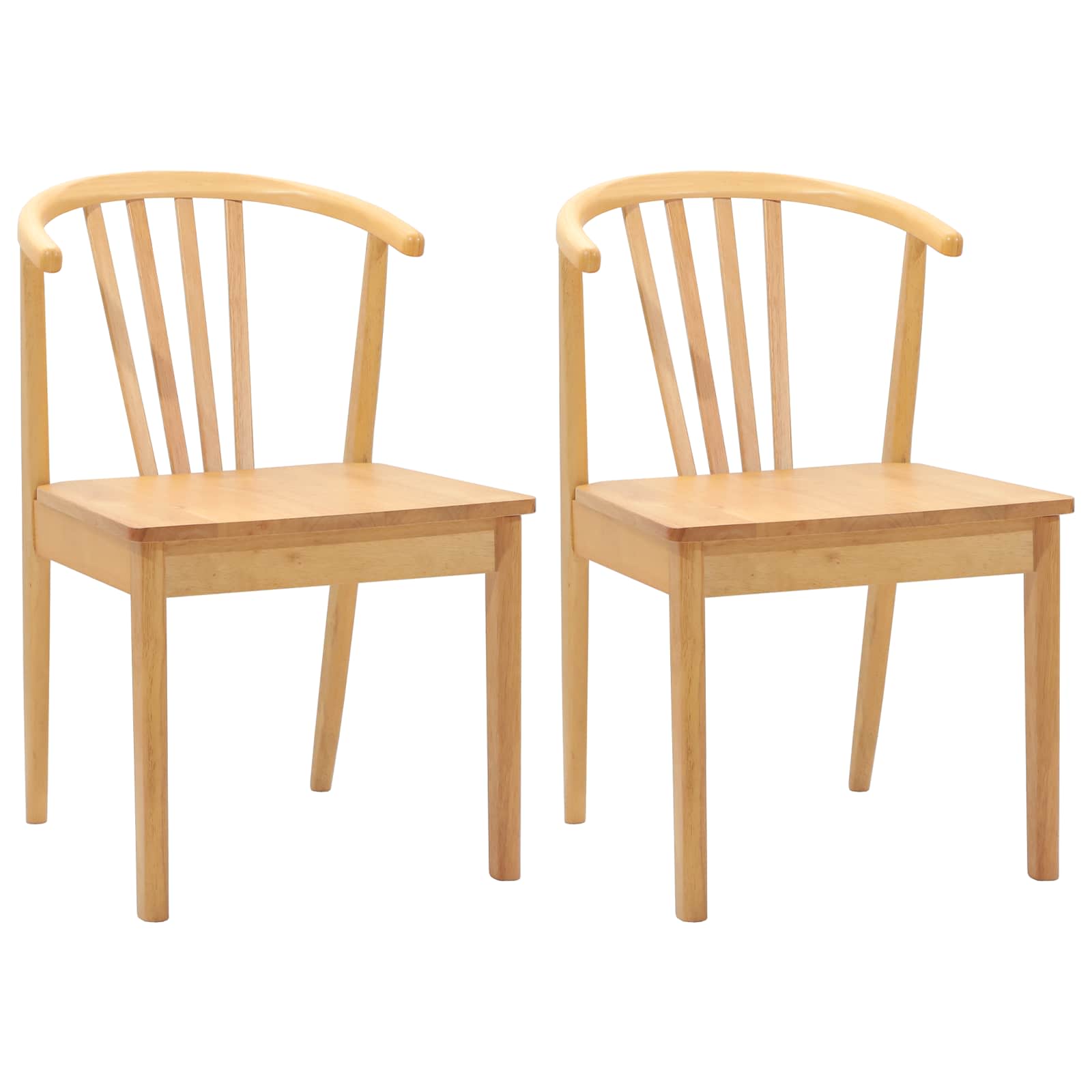 Esszimmerstuhl 2 pcs Natur Solides Gummiholz