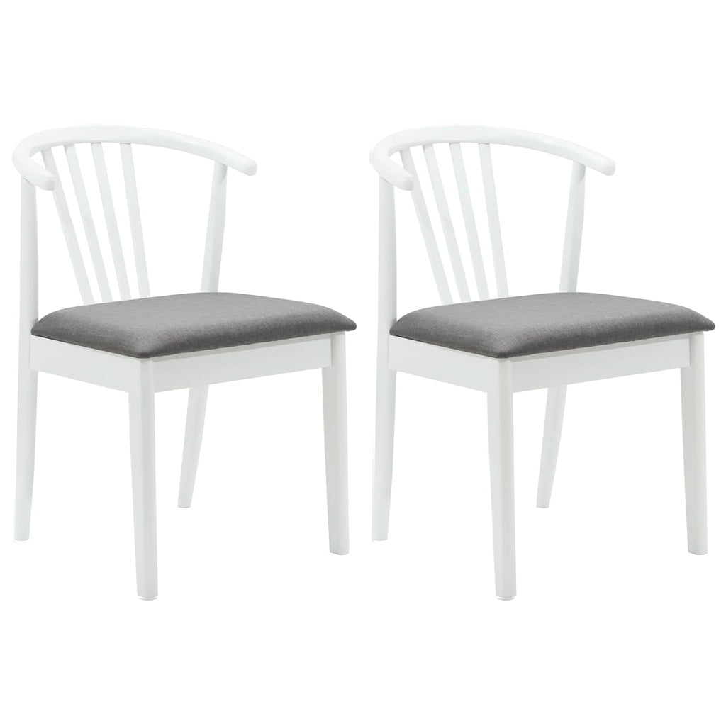 Esszimmerstuhl 2 pcs Weiß und Grau Solides Gummiholz