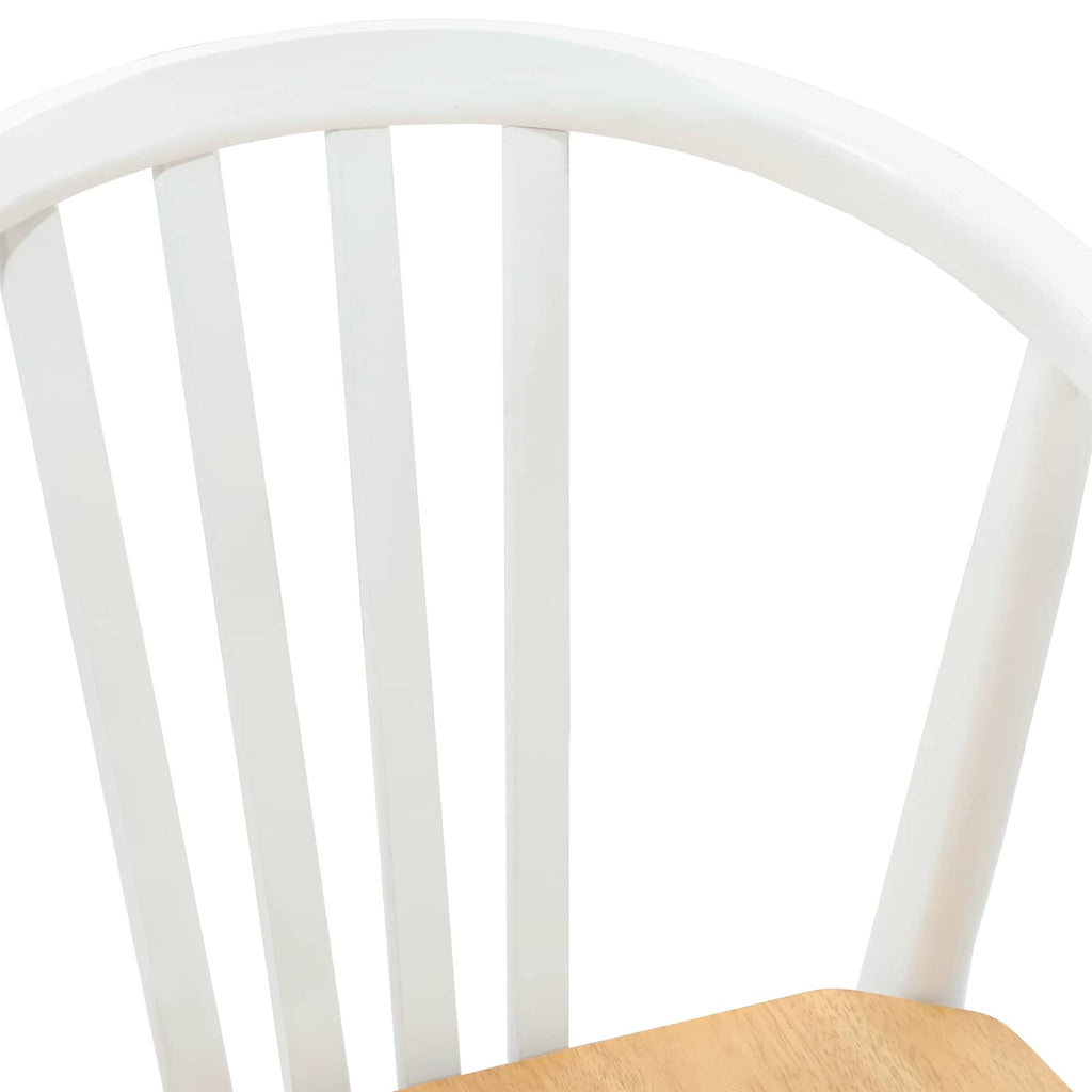 Esszimmerstuhl 2 pcs Weiß und Natur Solides Gummiholz