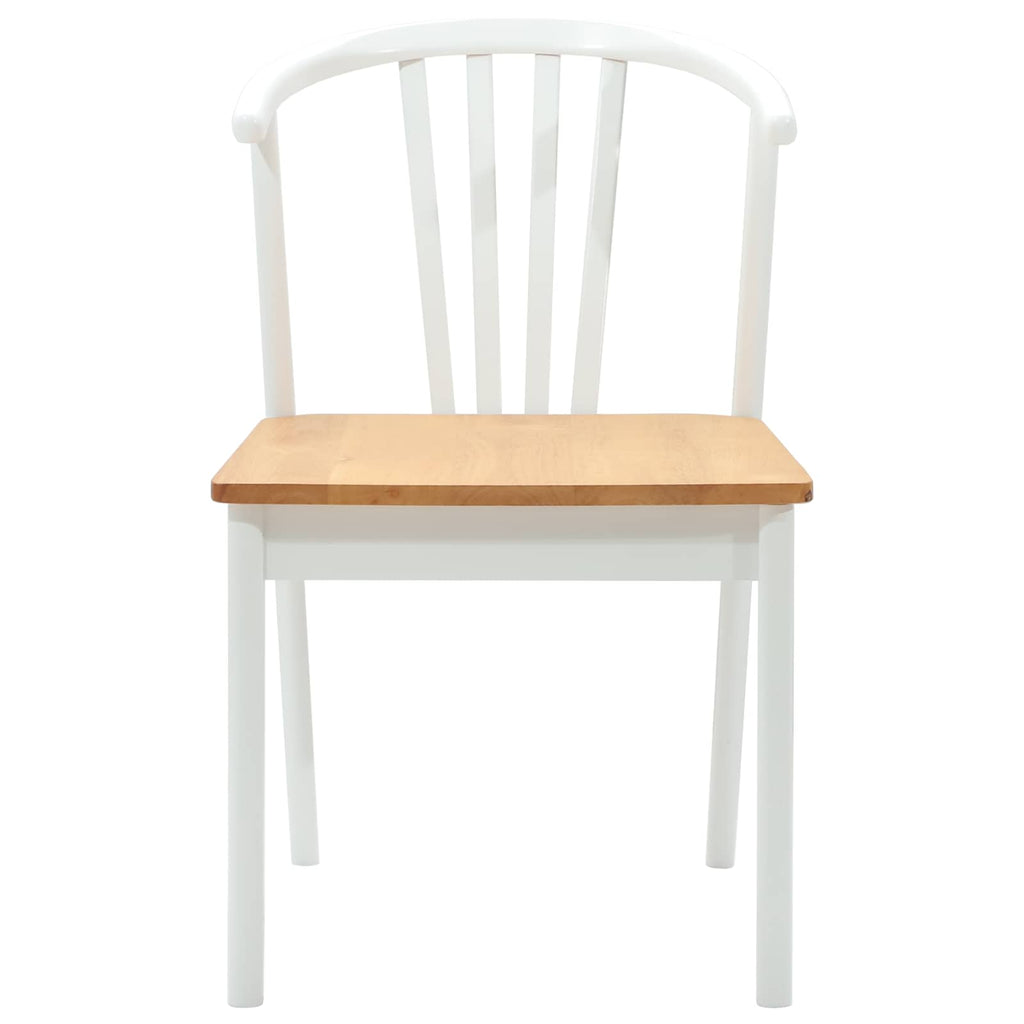 Esszimmerstuhl 2 pcs Weiß und Natur Solides Gummiholz