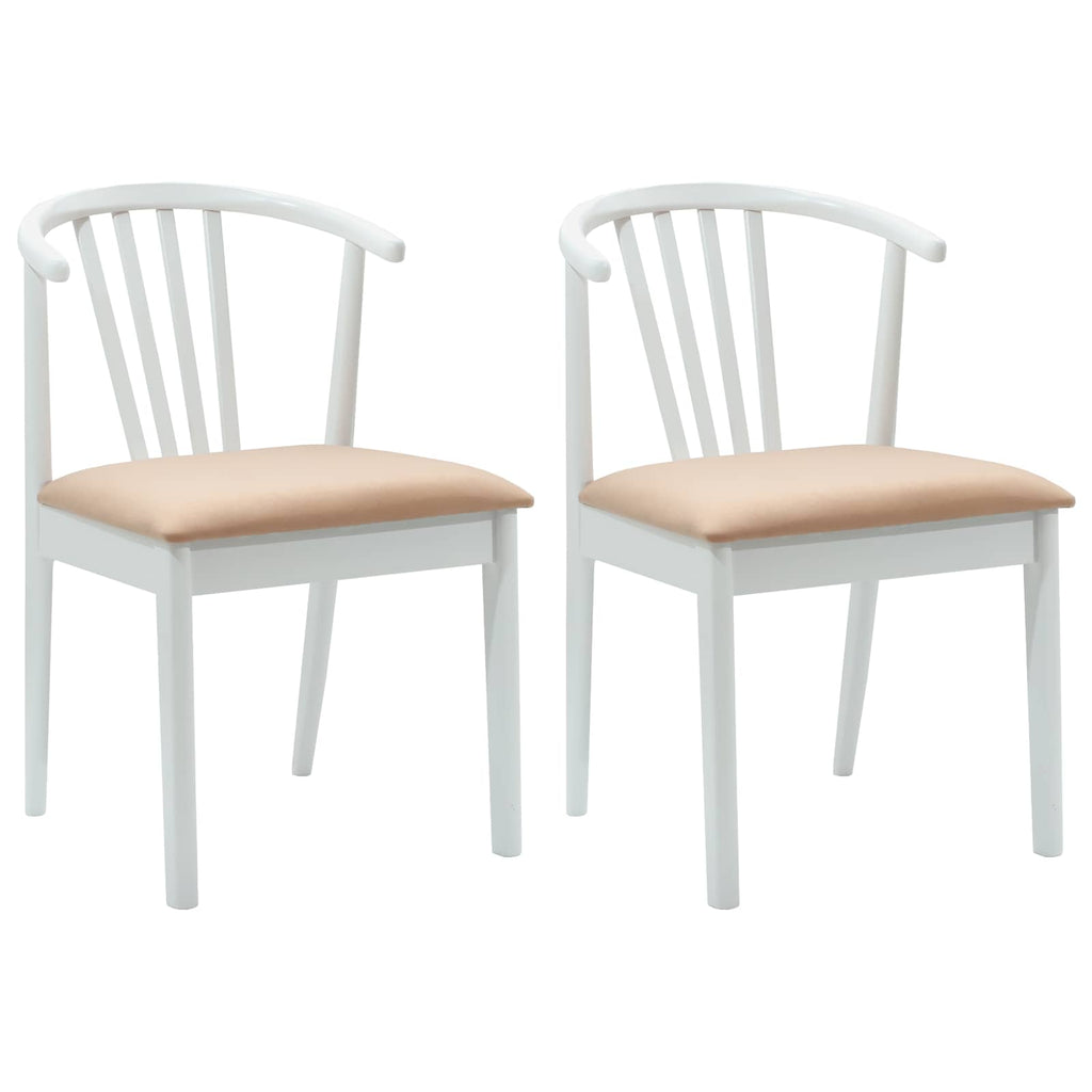 Esszimmerstuhl 2 pcs Weiß und Braun Solides Gummiholz