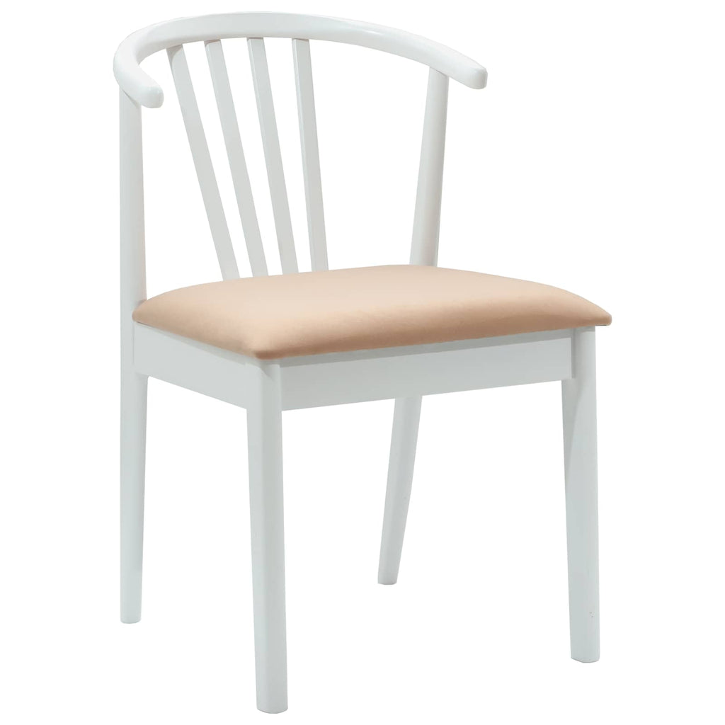 Esszimmerstuhl 2 pcs Weiß und Braun Solides Gummiholz