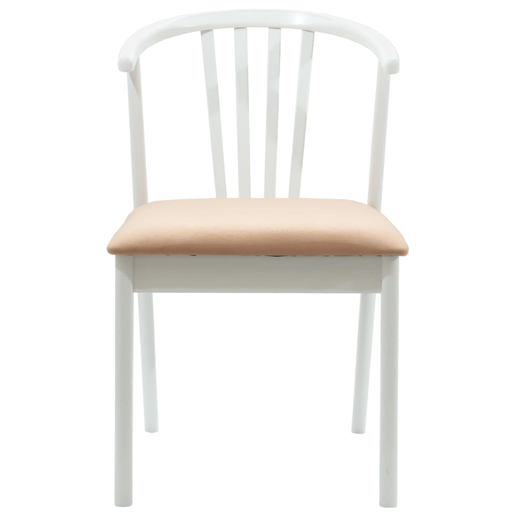 Esszimmerstuhl 2 pcs Weiß und Braun Solides Gummiholz