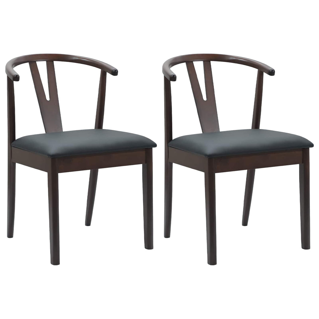 Esszimmerstuhl 2 pcs Hellbraun und Schwarz Massives Gummiholz