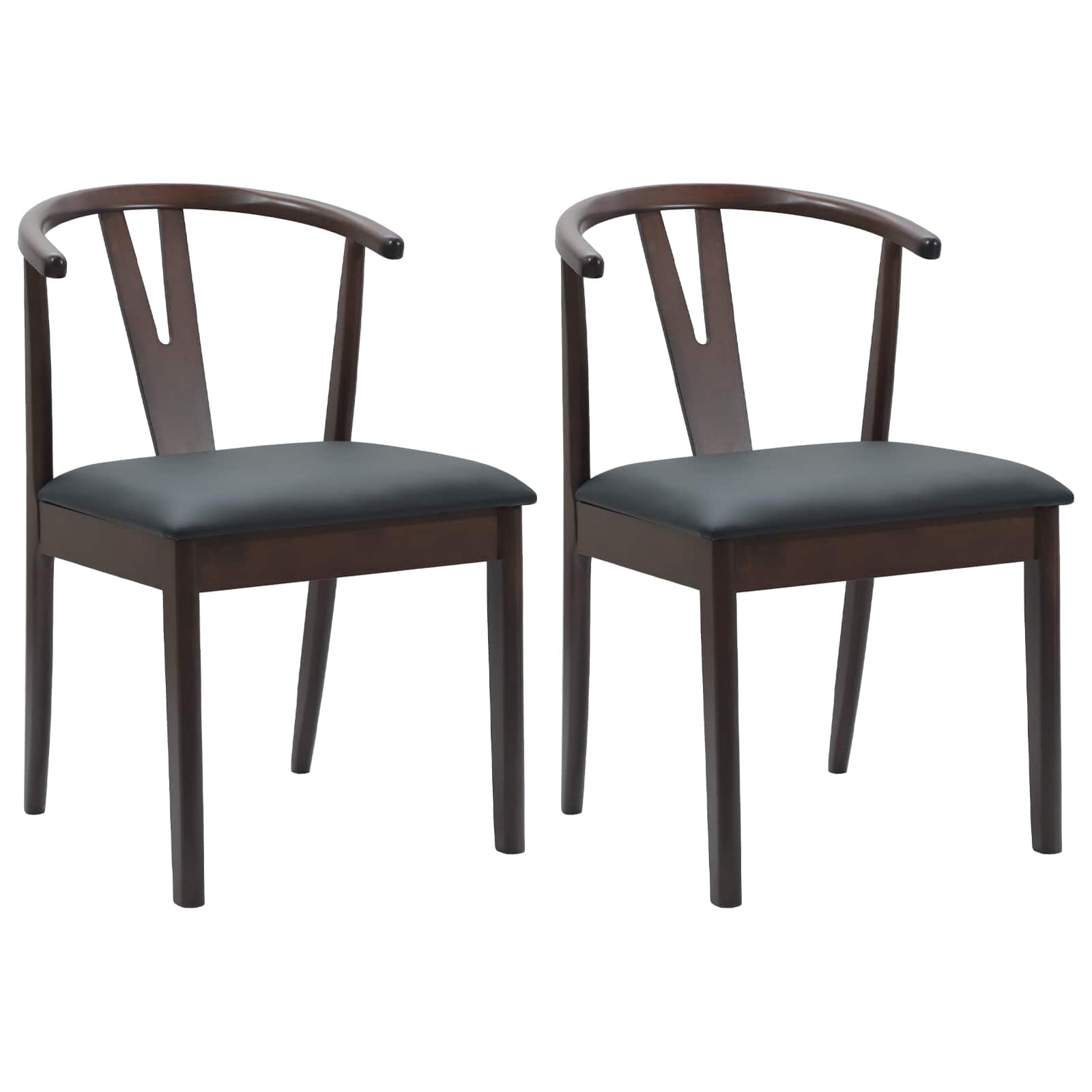 Esszimmerstuhl 2 pcs Hellbraun und Schwarz Massives Gummiholz