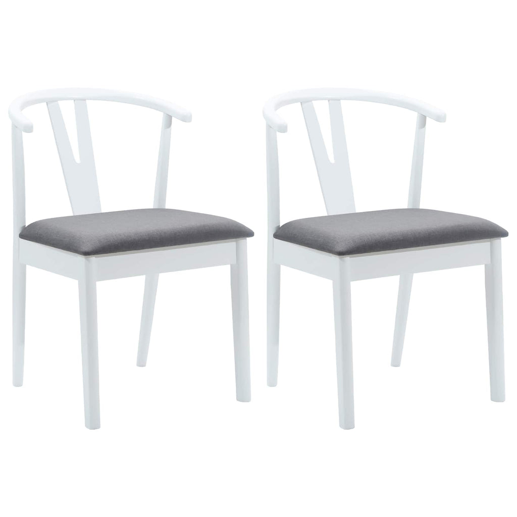 Esszimmerstuhl 2 pcs Weiß und Grau Massives Gummiholz