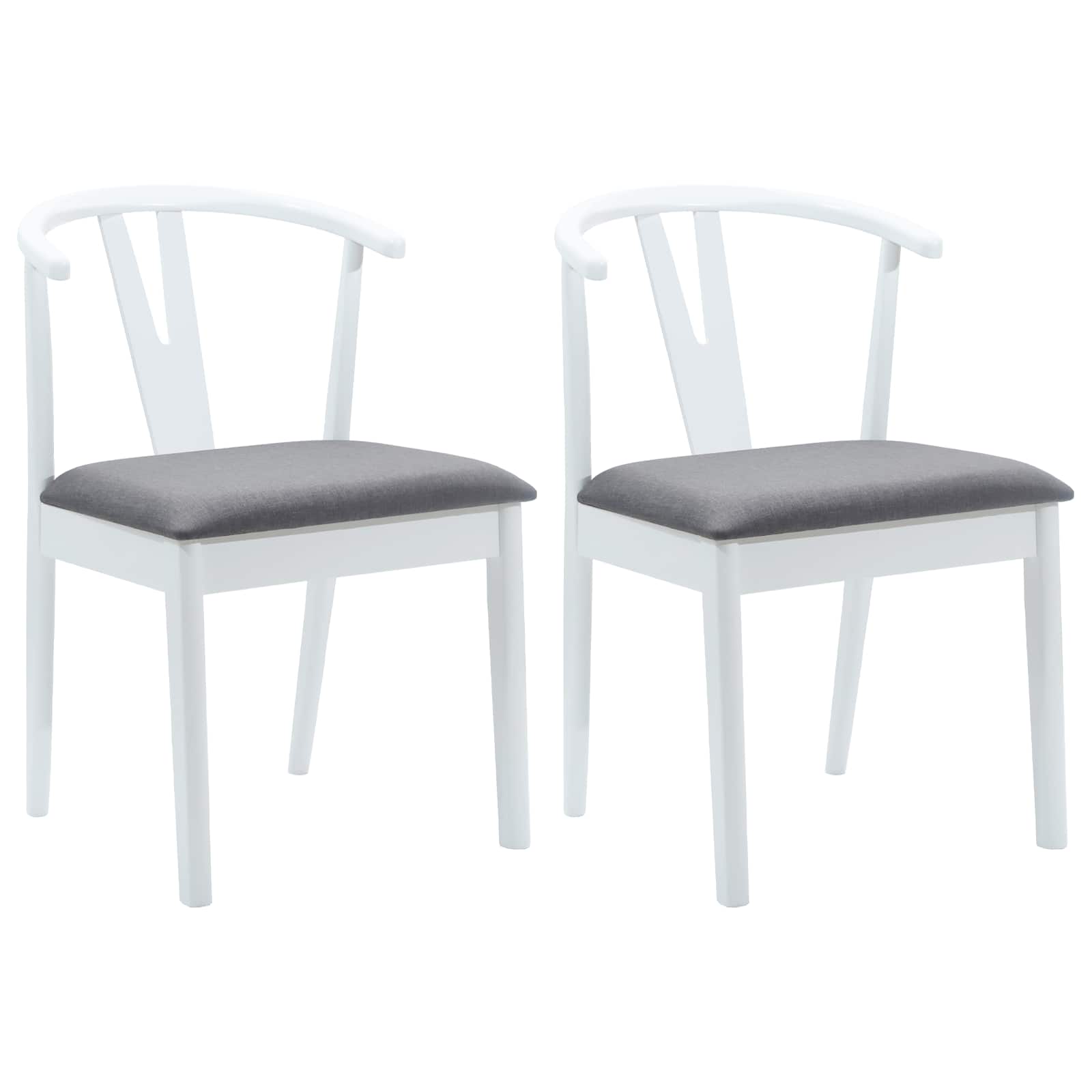 Esszimmerstuhl 2 pcs Weiß und Grau Massives Gummiholz