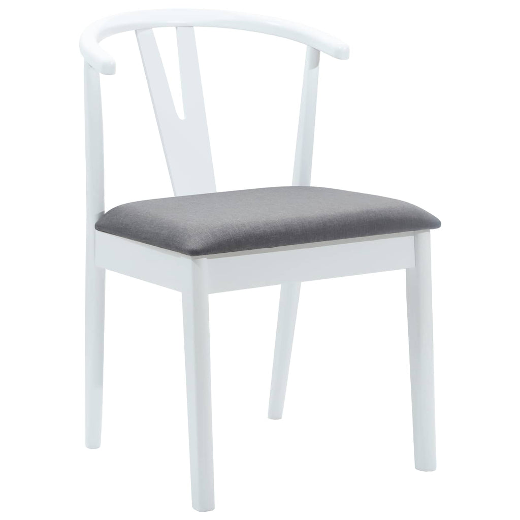 Esszimmerstuhl 2 pcs Weiß und Grau Massives Gummiholz