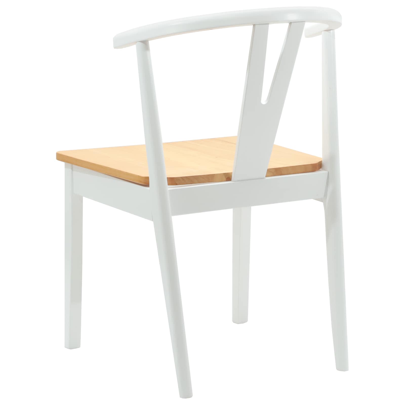 Esszimmerstuhl 2 pcs Weiß und Natur Massives Gummiholz