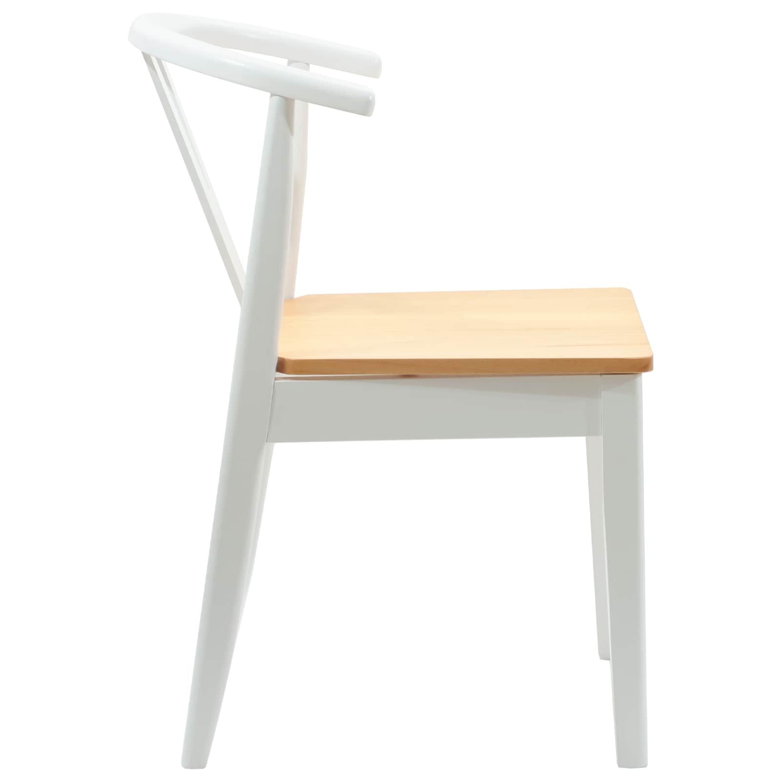Esszimmerstuhl 2 pcs Weiß und Natur Massives Gummiholz