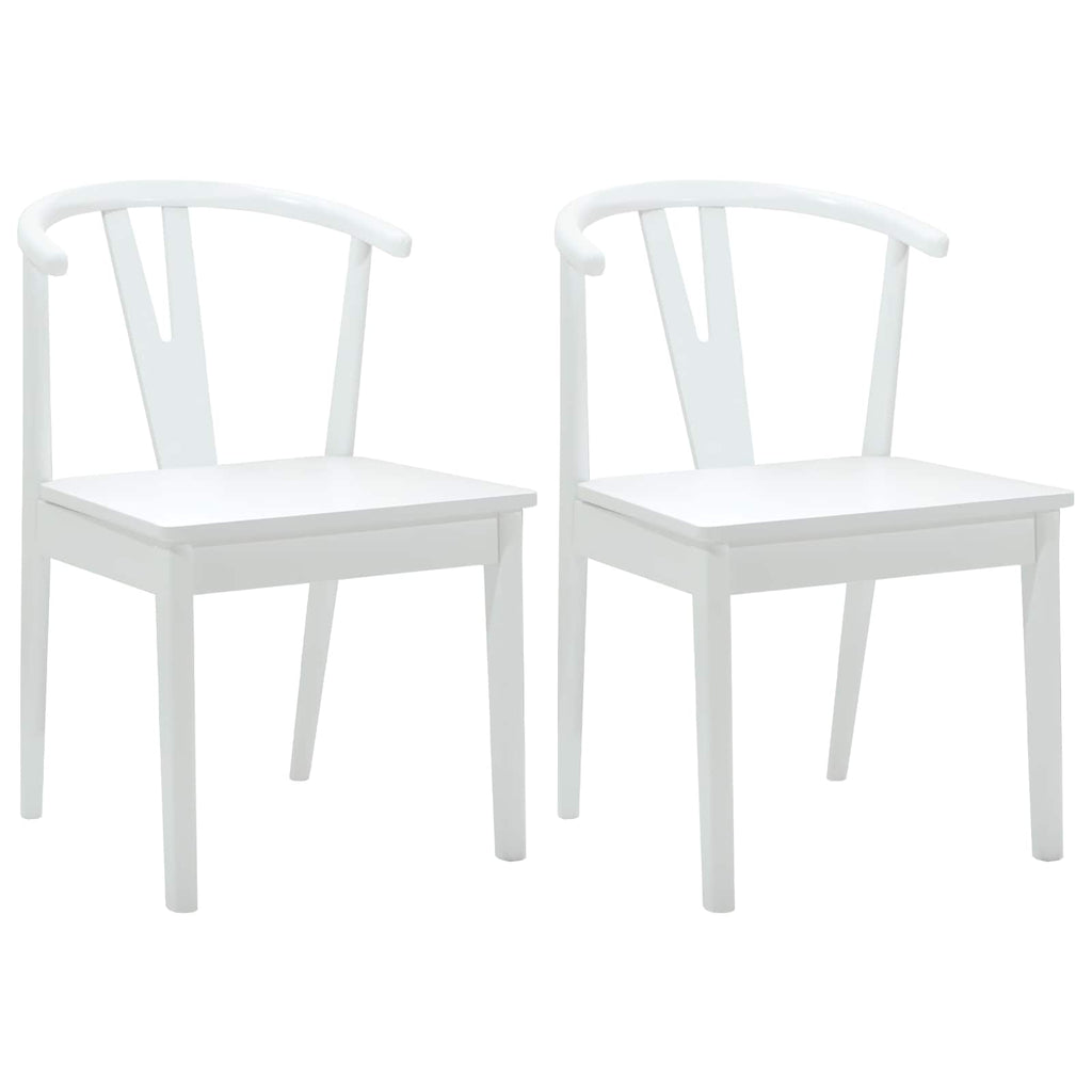 Esszimmerstuhl 2 pcs Weiß und Weiß Massives Gummiholz
