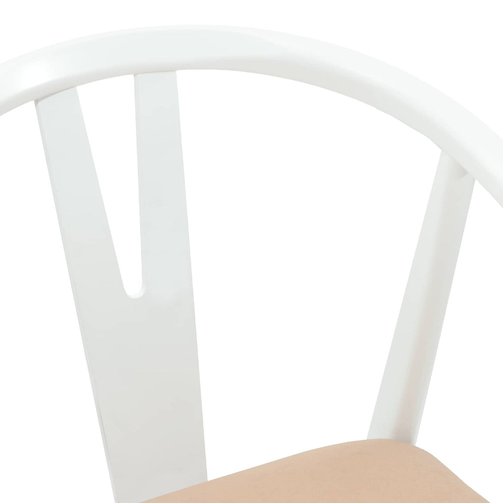 Esszimmerstuhl 2 pcs Weiß und Braun Massives Gummiholz