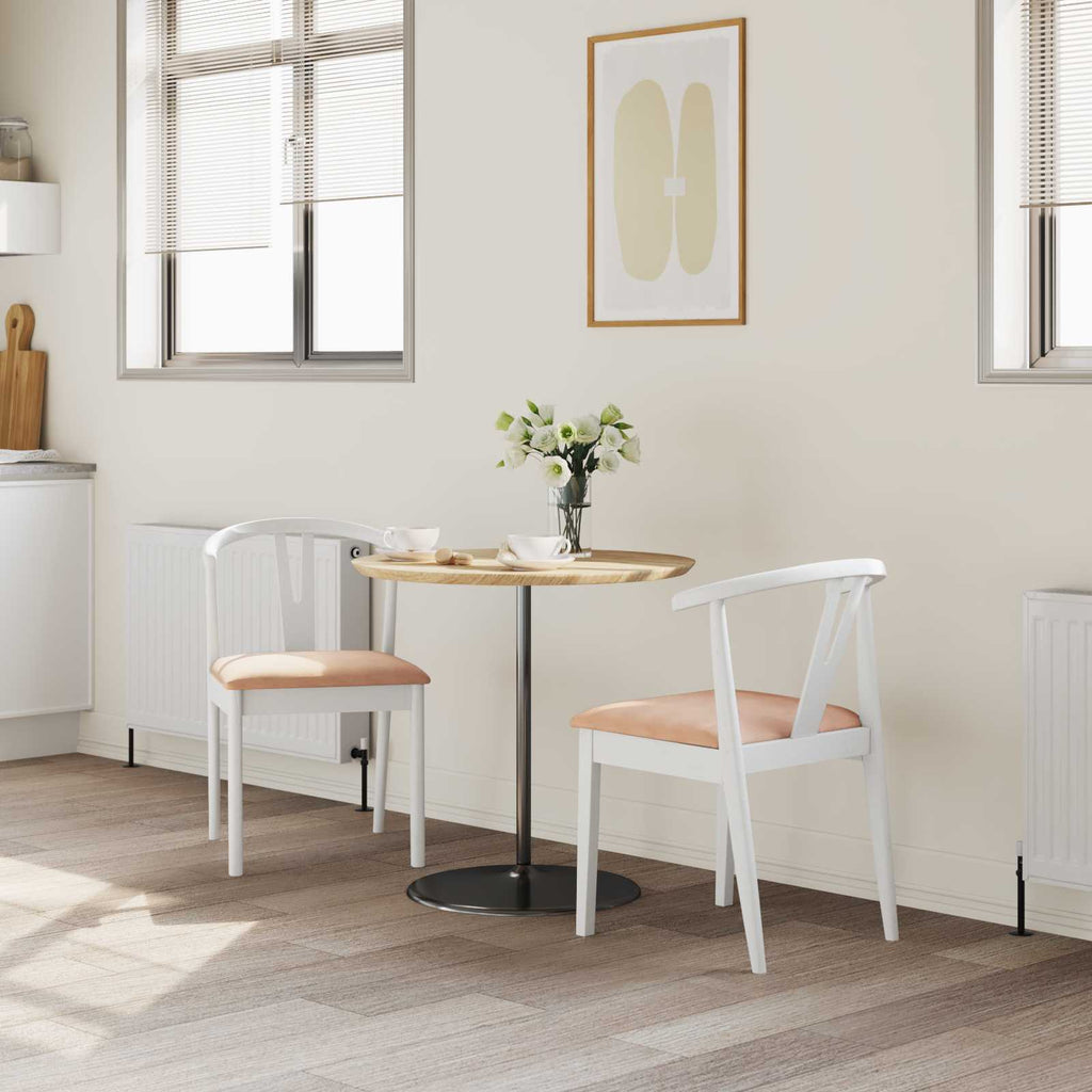 Esszimmerstuhl 2 pcs Weiß und Braun Massives Gummiholz