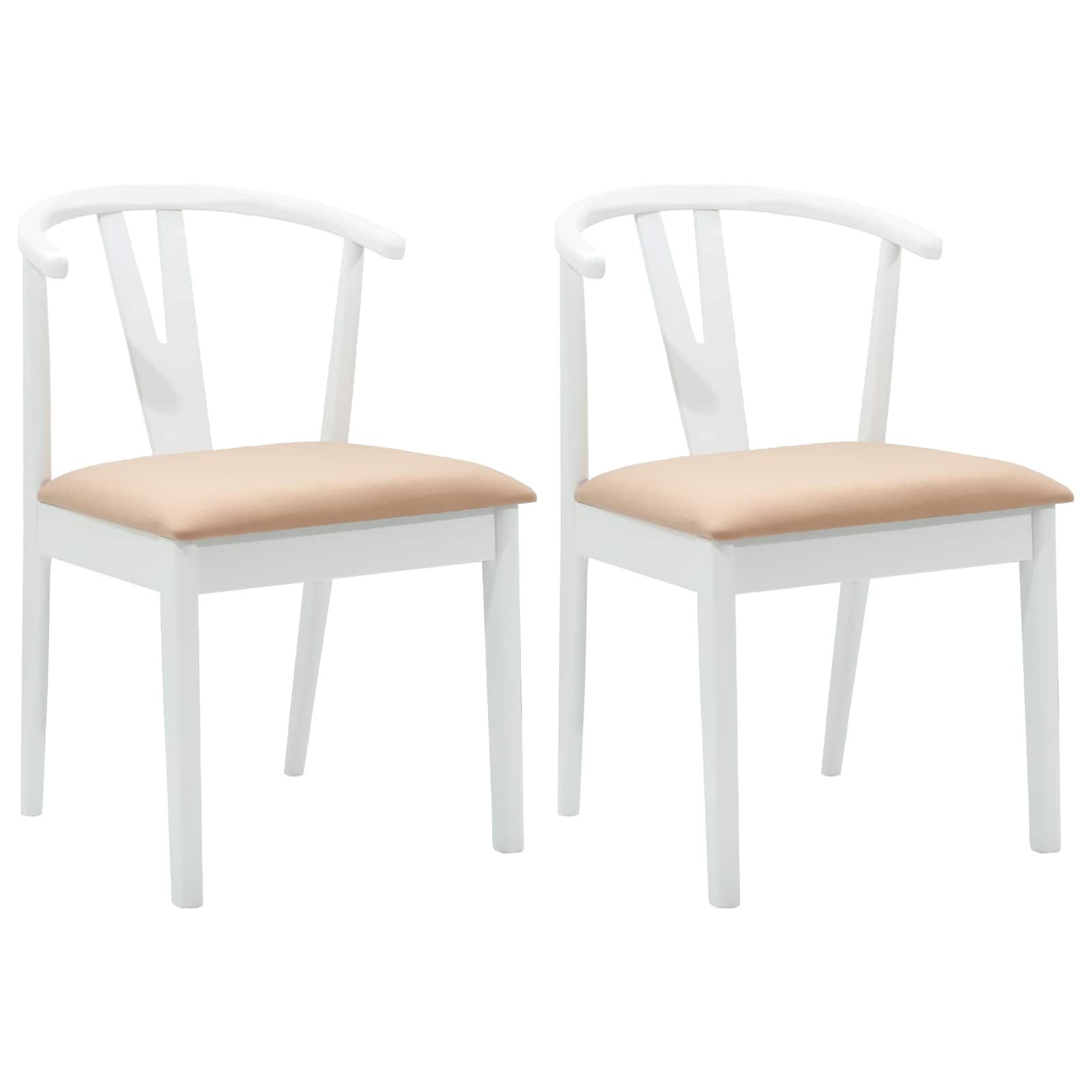 Esszimmerstuhl 2 pcs Weiß und Braun Massives Gummiholz