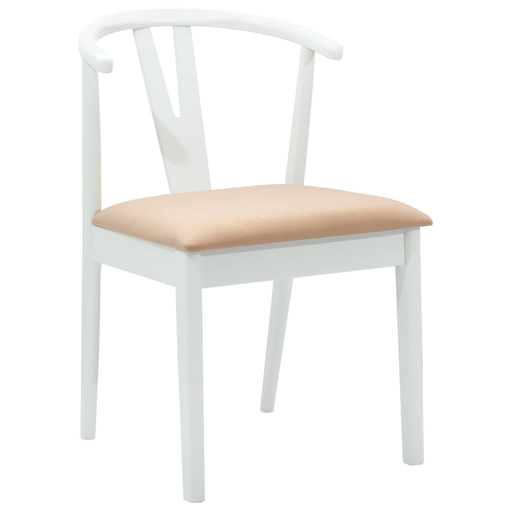 Esszimmerstuhl 2 pcs Weiß und Braun Massives Gummiholz