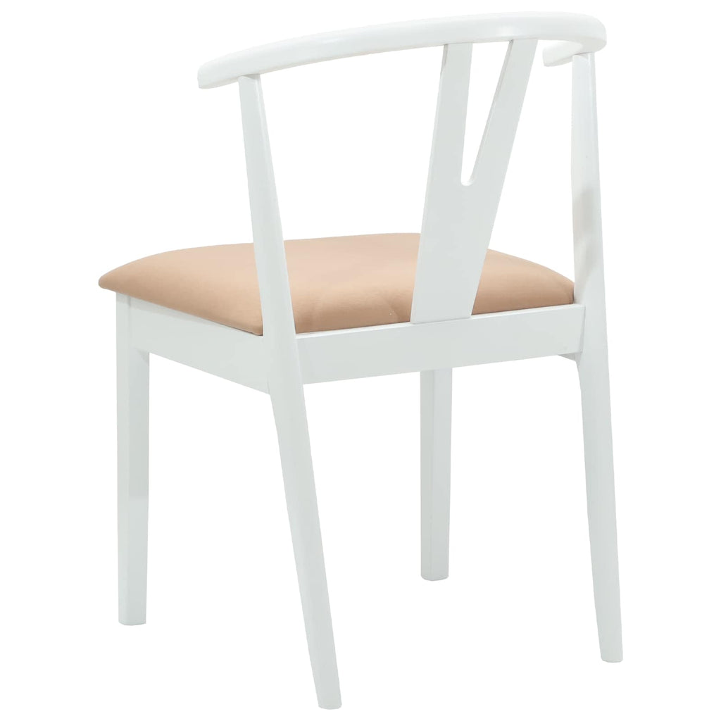 Esszimmerstuhl 2 pcs Weiß und Braun Massives Gummiholz
