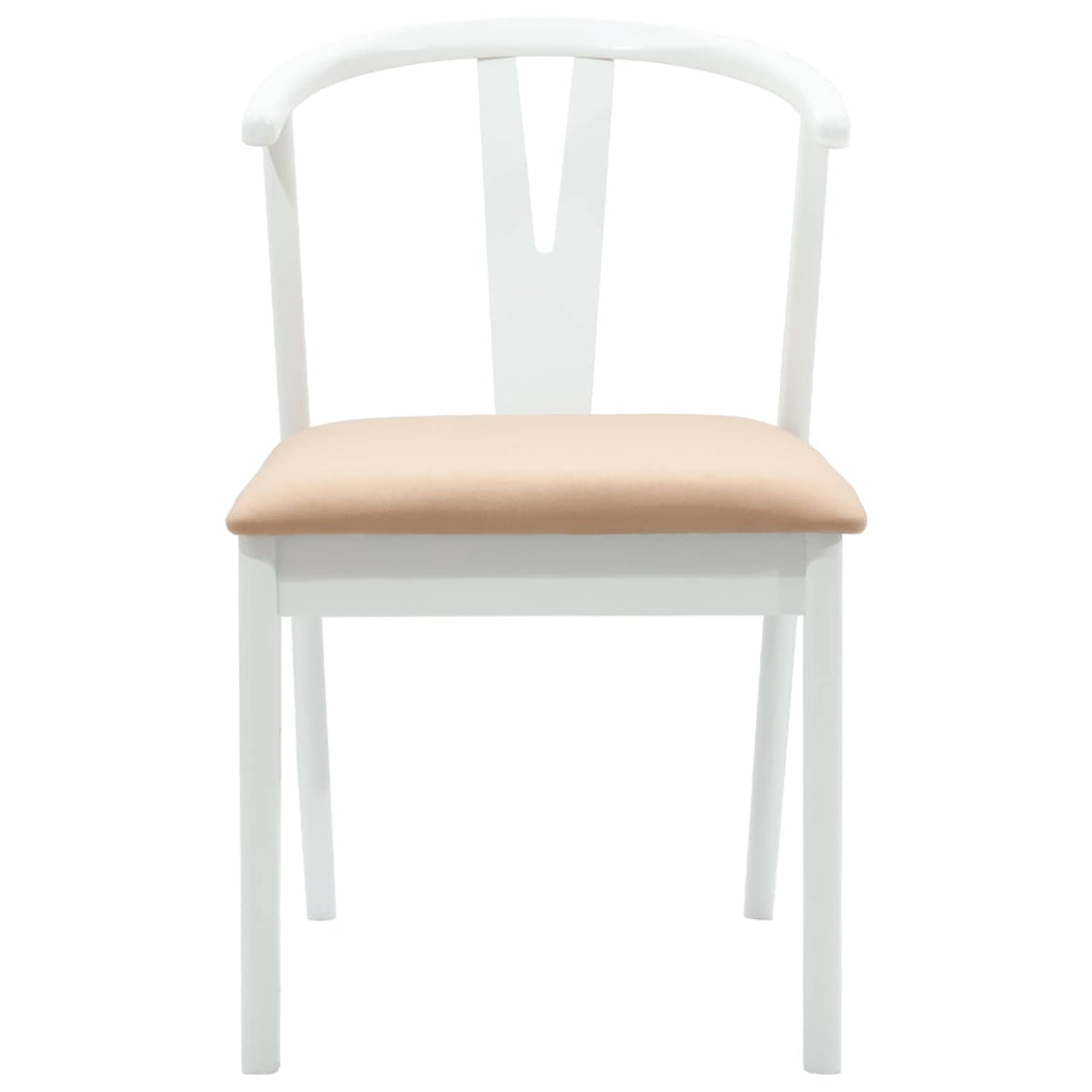 Esszimmerstuhl 2 pcs Weiß und Braun Massives Gummiholz