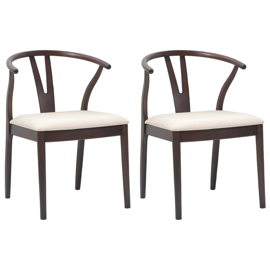 Esszimmerstuhl 2 pcs Hellbraun und hell Massives Gummiholz