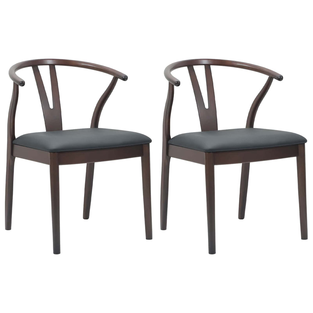 Esszimmerstuhl 2 pcs Hellbraun und Schwarz Massives Gummiholz