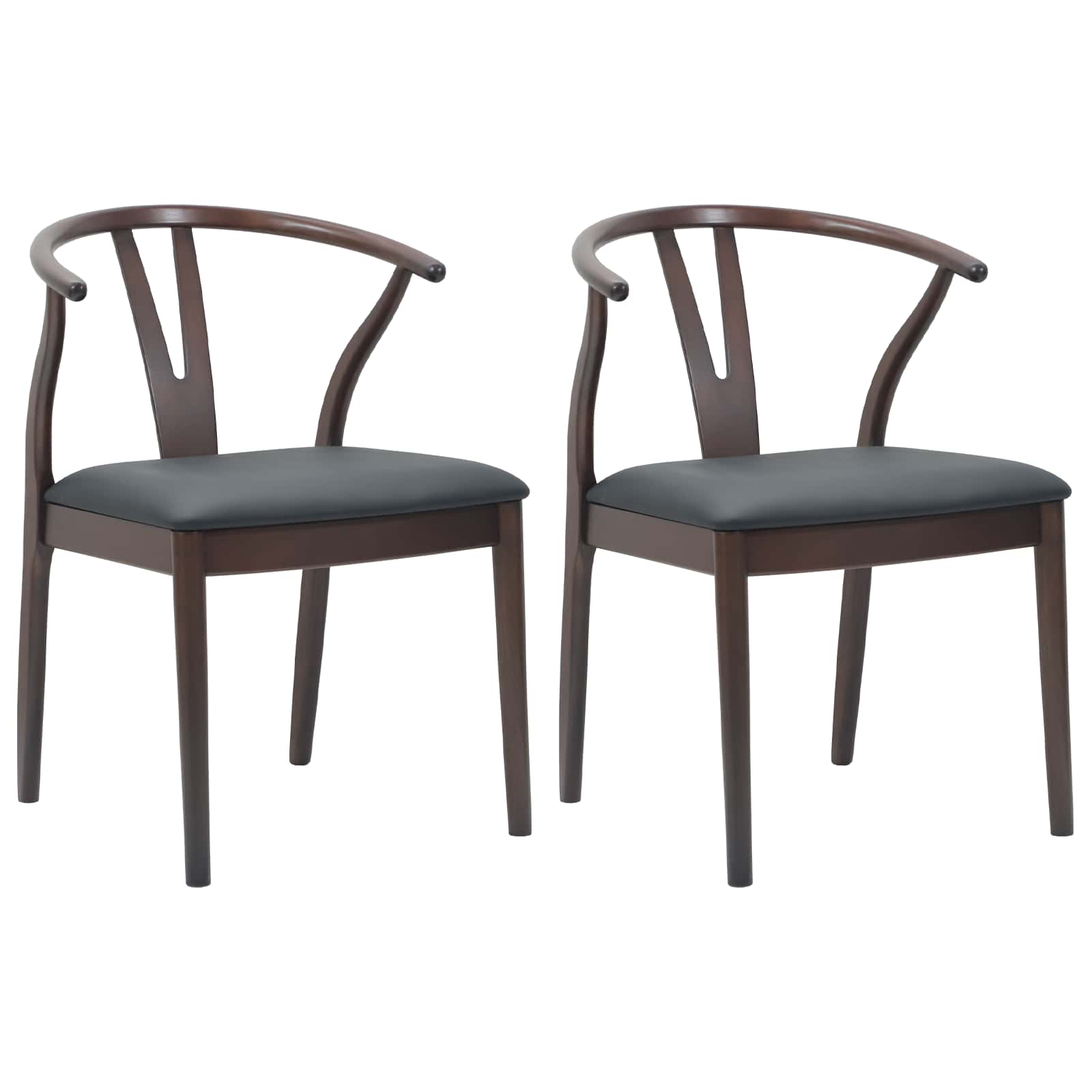 Esszimmerstuhl 2 pcs Hellbraun und Schwarz Massives Gummiholz