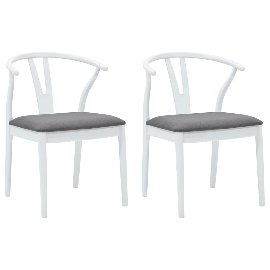 Esszimmerstuhl 2 pcs Weiß und Grau Massives Gummiholz