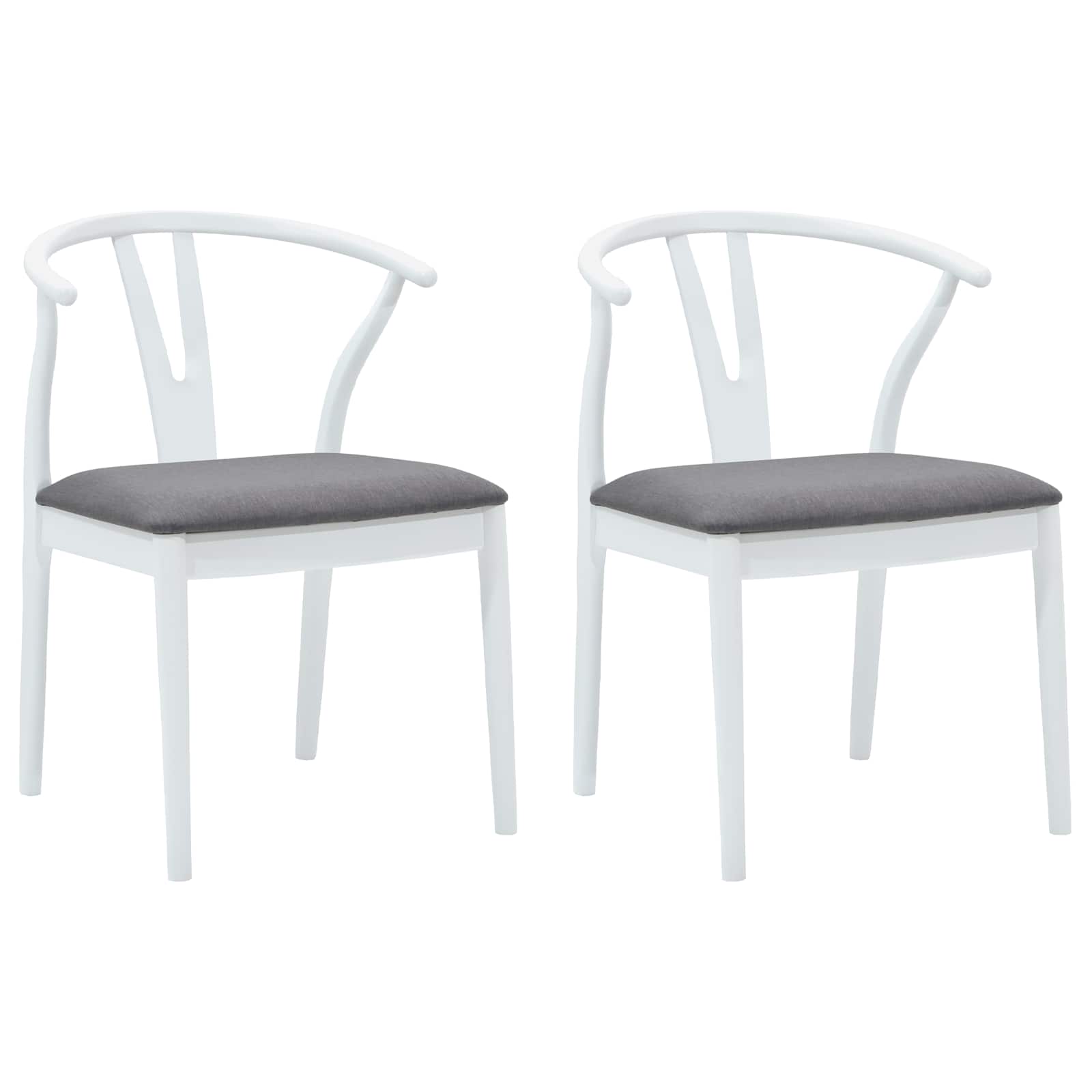 Esszimmerstuhl 2 pcs Weiß und Grau Massives Gummiholz