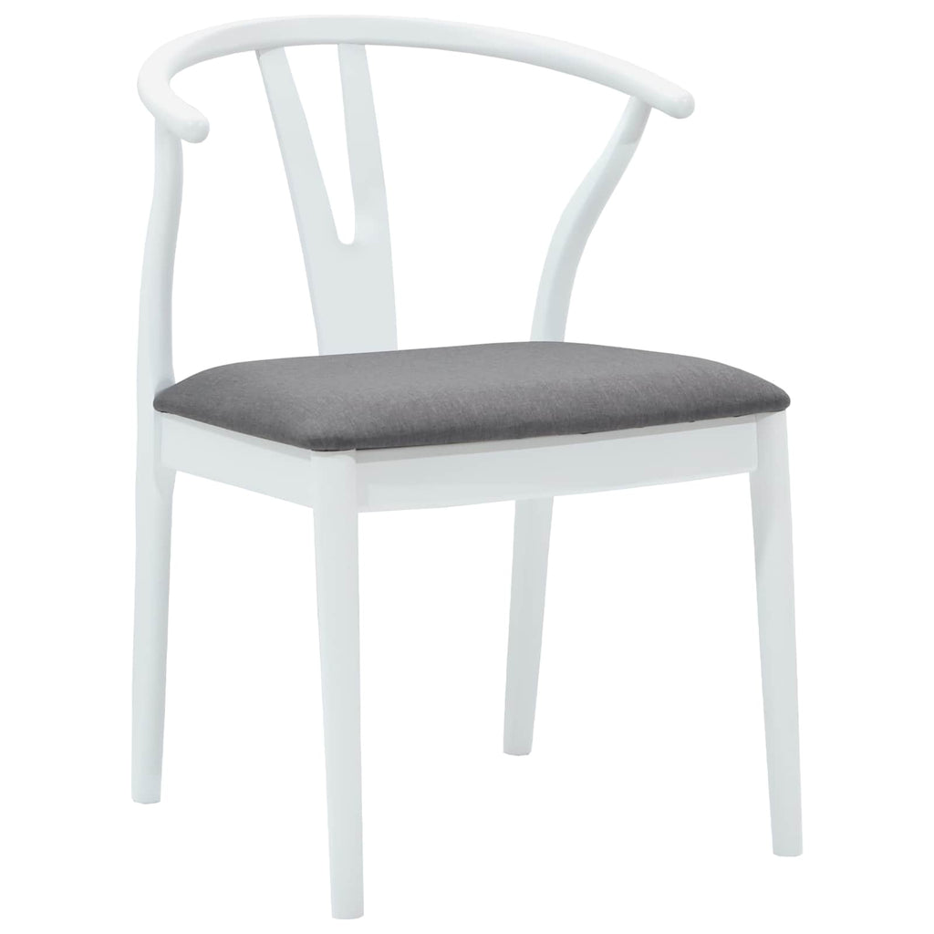 Esszimmerstuhl 2 pcs Weiß und Grau Massives Gummiholz