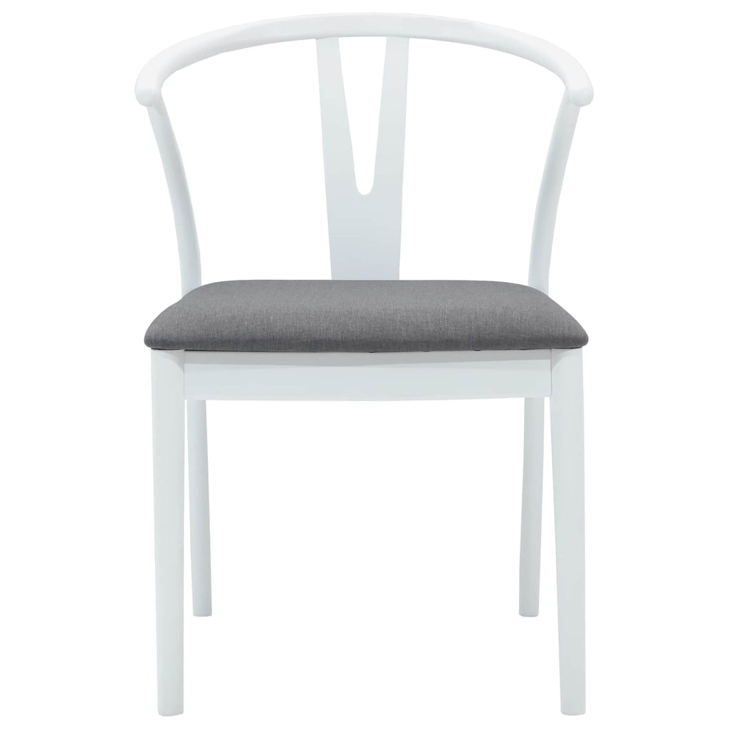 Esszimmerstuhl 2 pcs Weiß und Grau Massives Gummiholz
