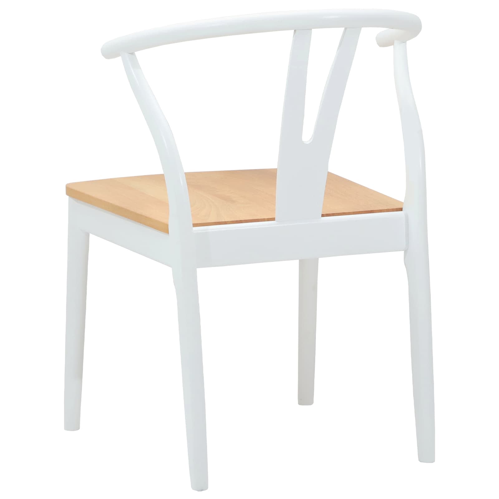 Esszimmerstuhl 2 pcs Weiß und Natur Massives Gummiholz