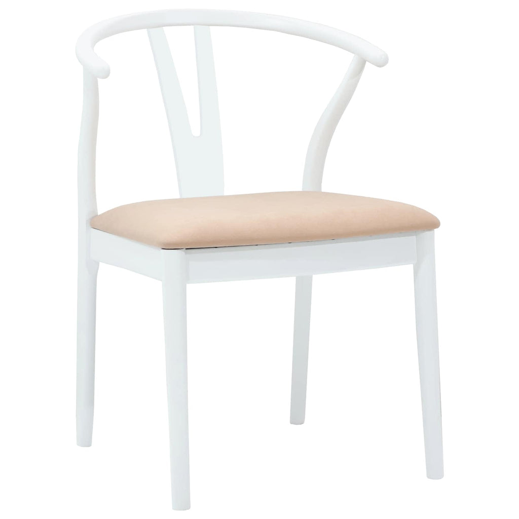Esszimmerstuhl 2 pcs Weiß und Braun Massives Gummiholz