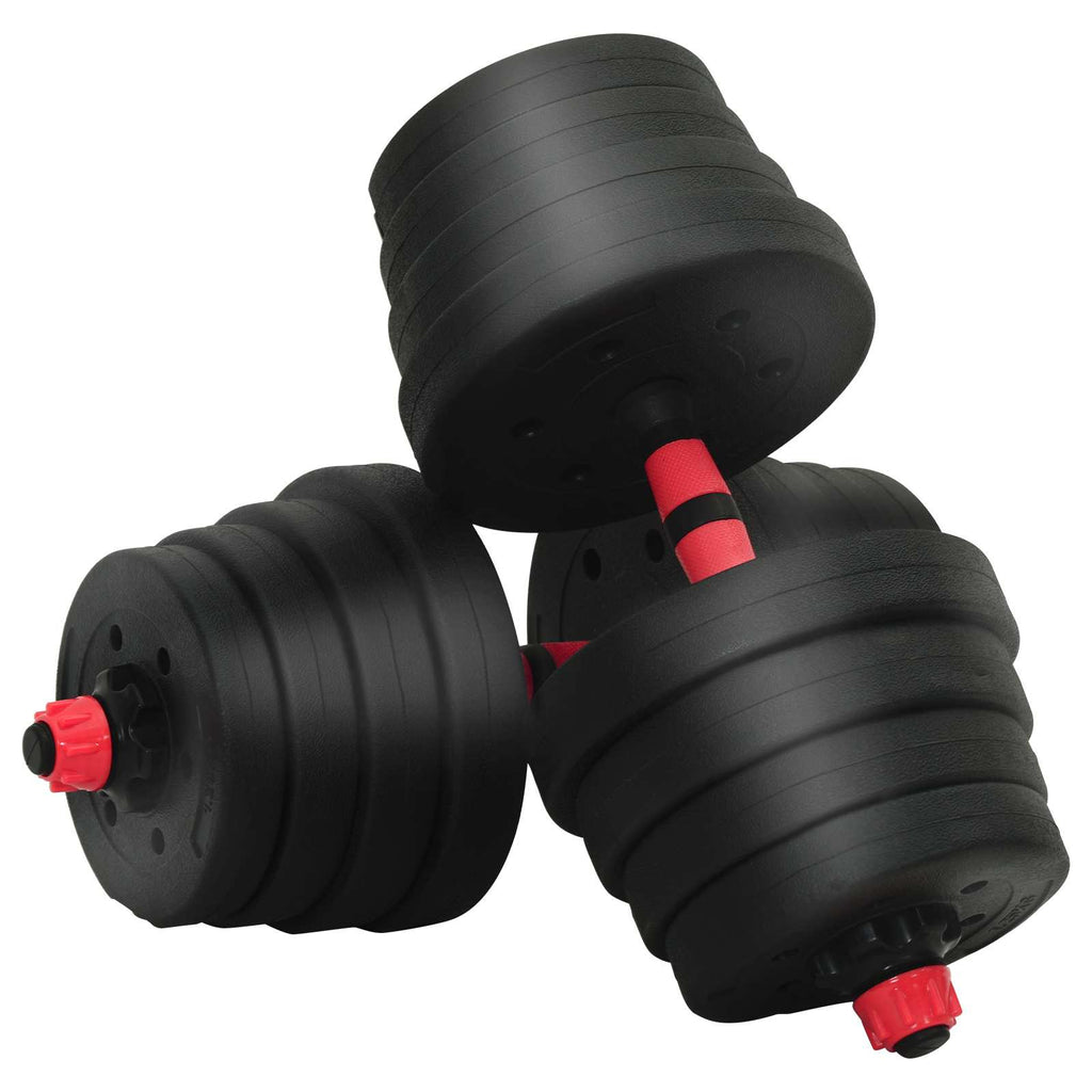 2-in-1 Kurzhantel Langhantel Set 30 kg Schwarz und Rot