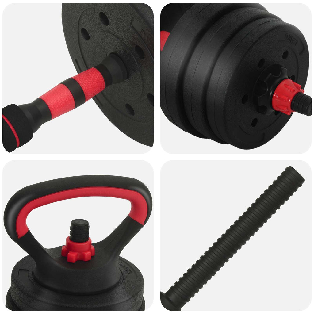 4-in-1 Kurzhantel Langhantel Kettlebell Set 20 kg