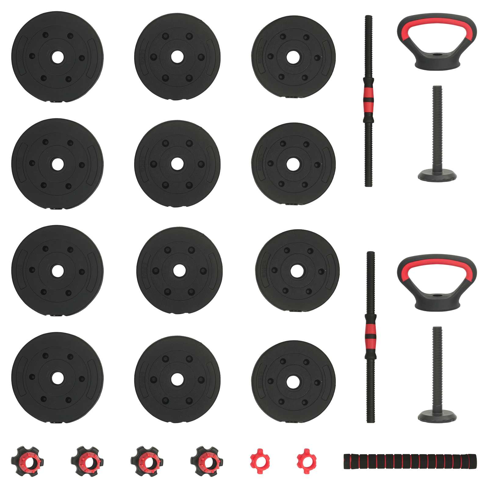 4-in-1 Kurzhantel Langhantel Kettlebell Set 20 kg