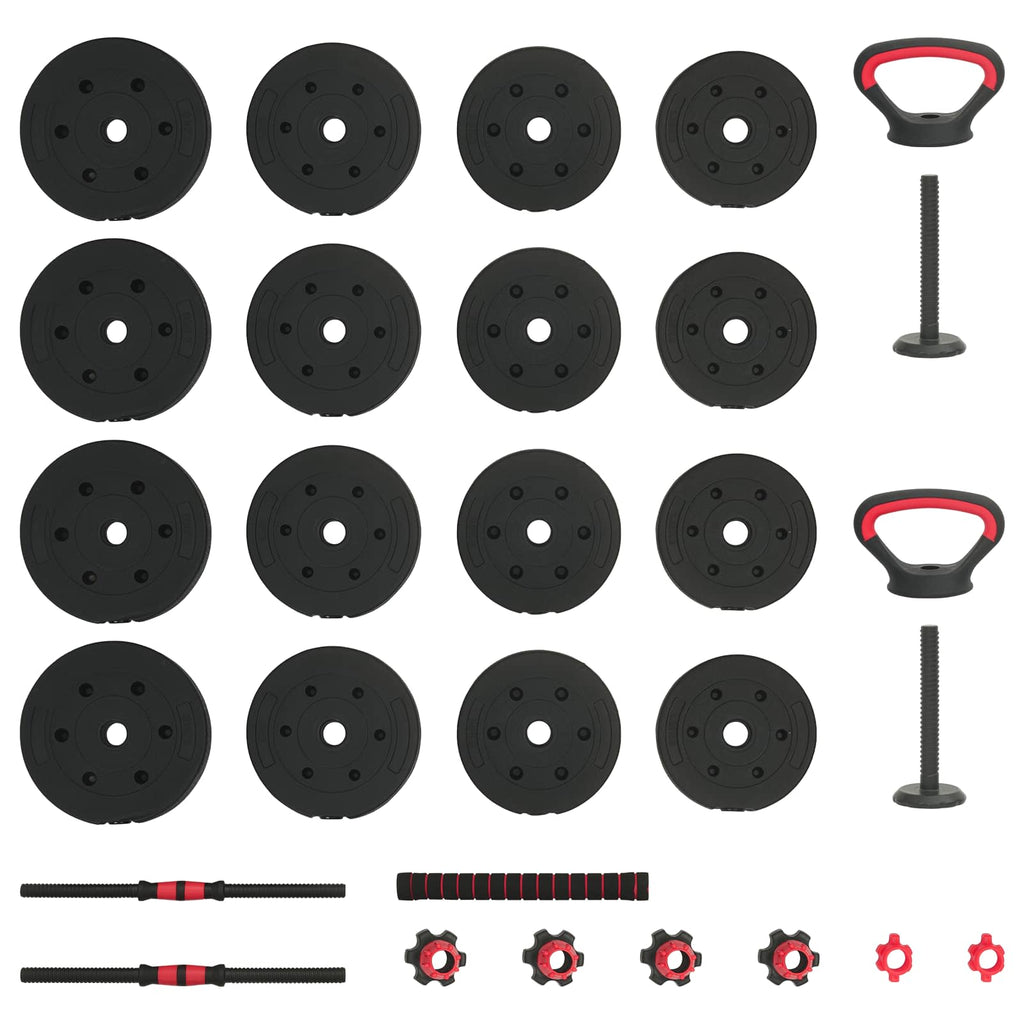 4-in-1 Kurzhantel, Langhantel und Kettlebell Set 30 kg