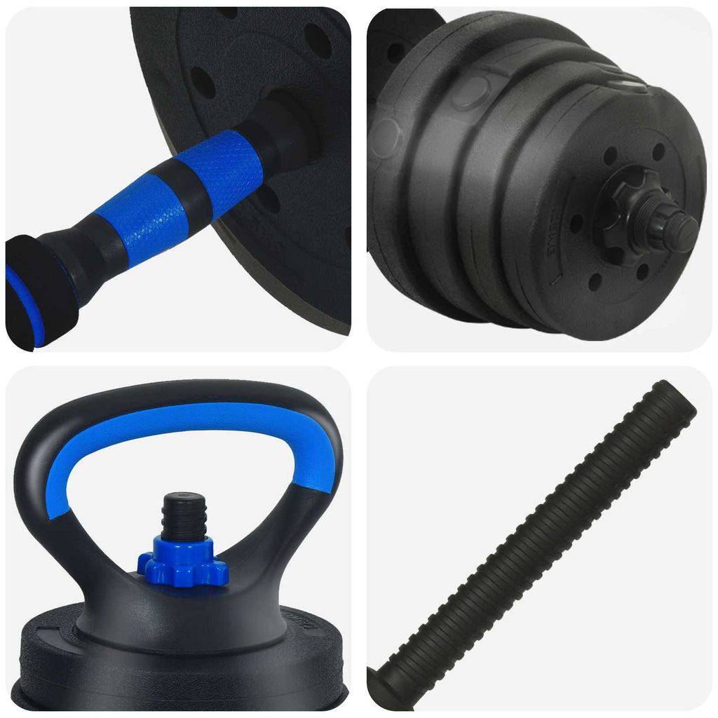 4-in-1 Kurzhantel Langhantel Kettlebell Set 30 kg