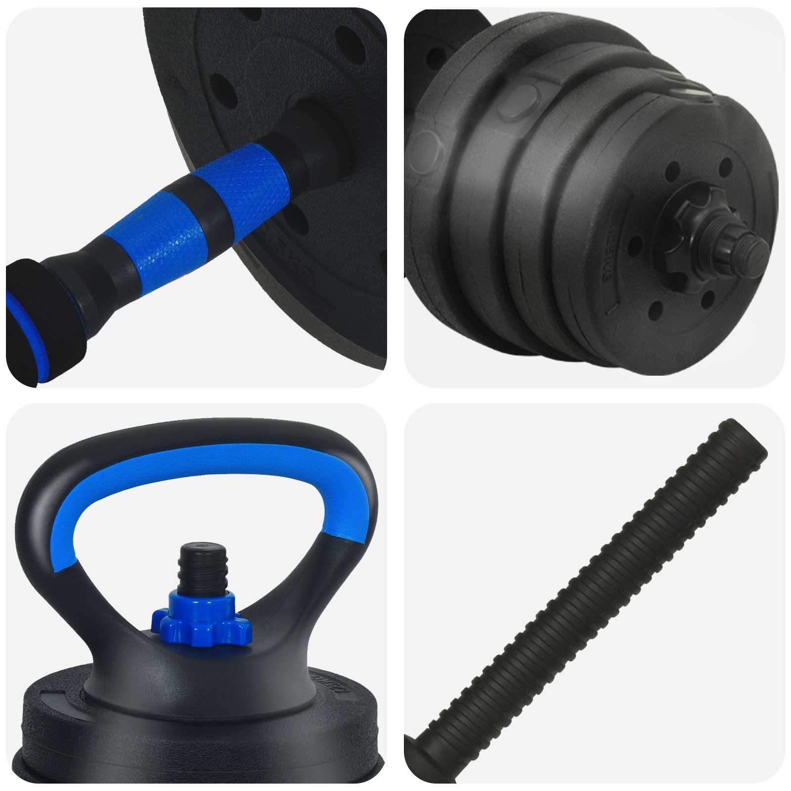 4-in-1 Kurzhantel Langhantel Kettlebell Set 30 kg