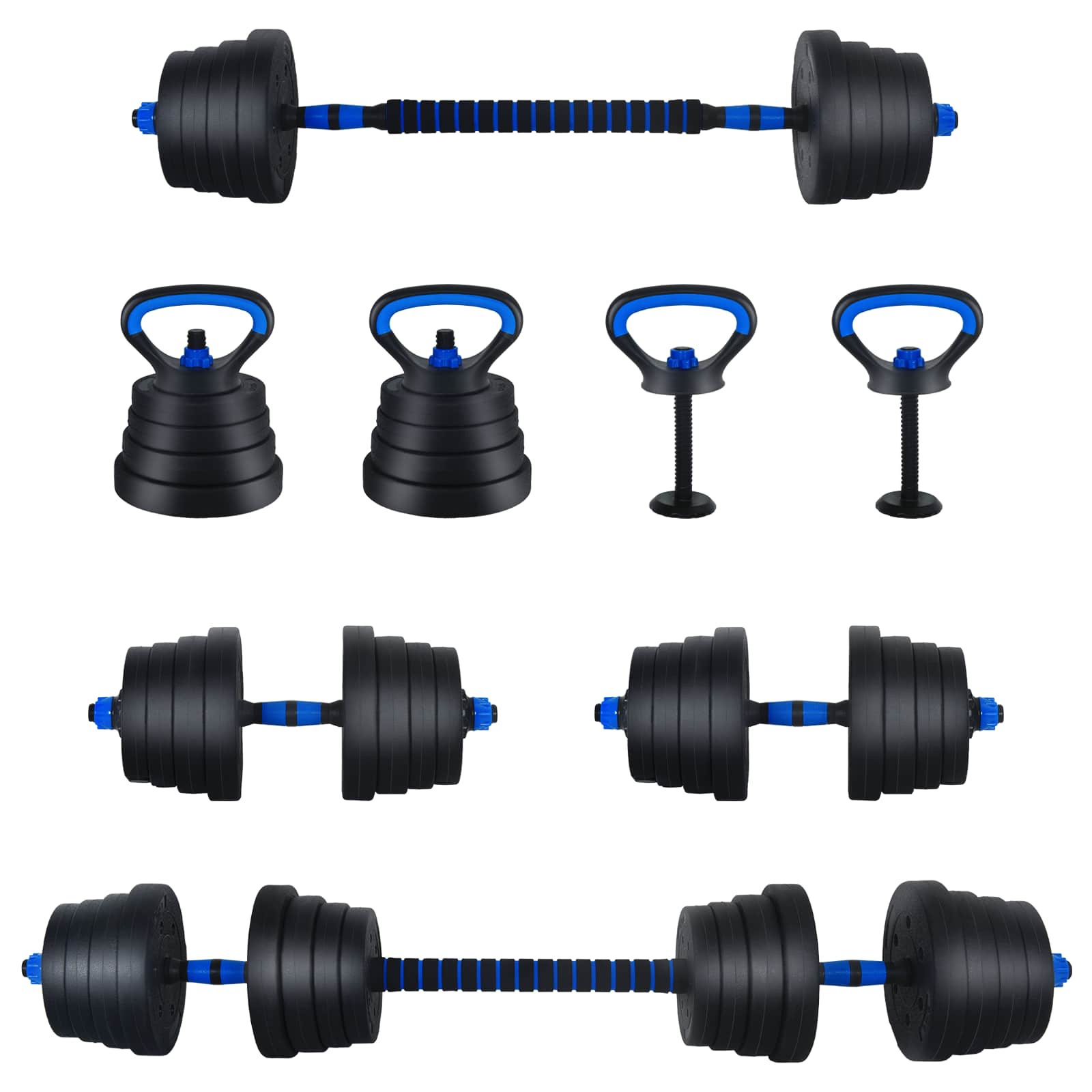 4-in-1 Kurzhantel Langhantel Kettlebell Set 30 kg