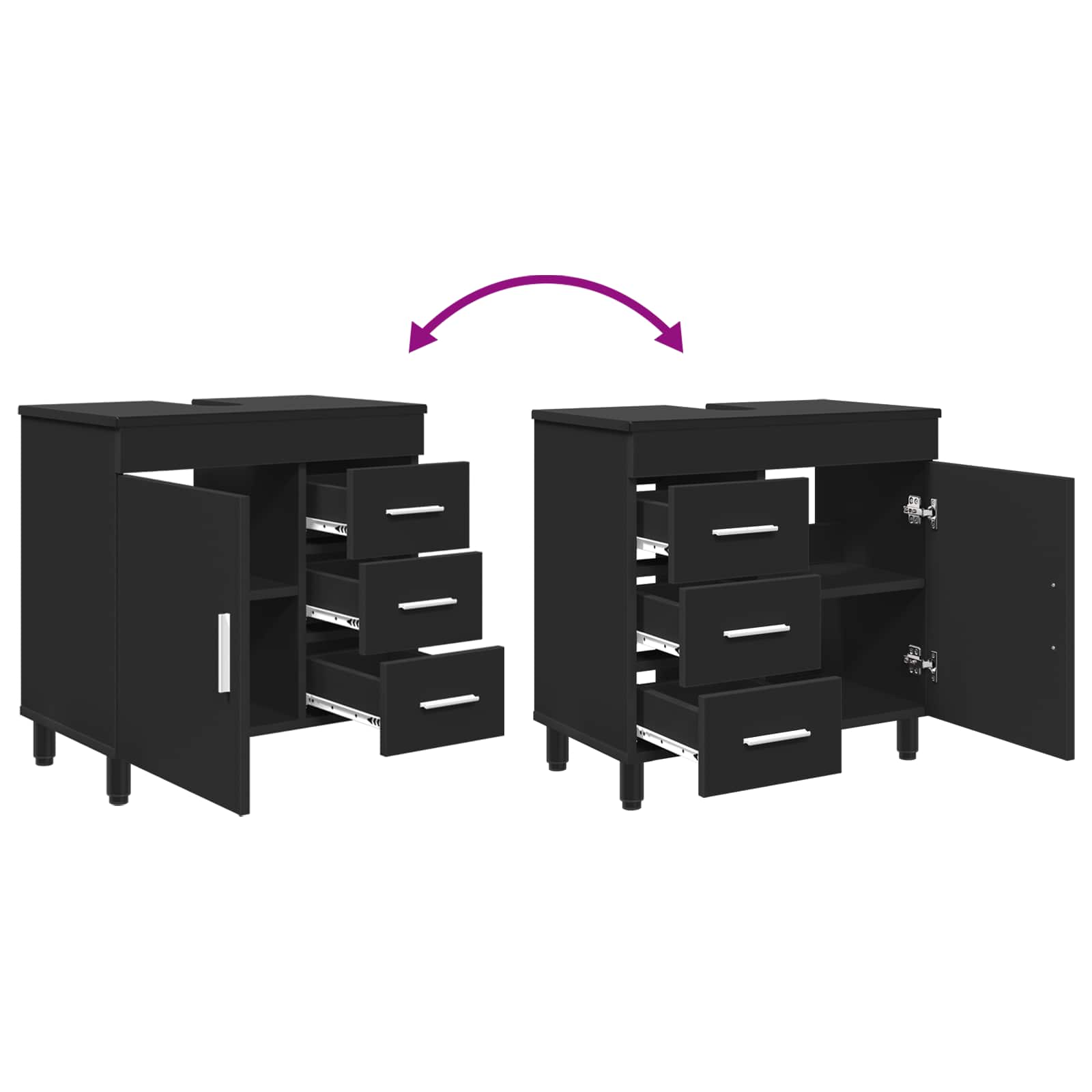 Waschtisch Schwarz 60 x 35 x 60 cm Holzwerkstoff