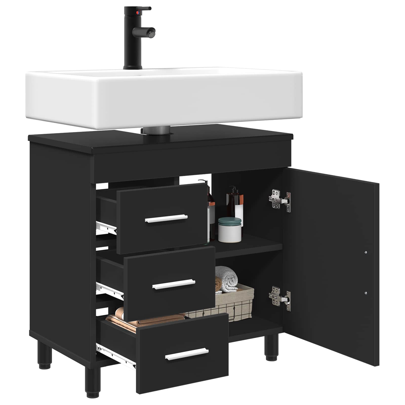 Waschtisch Schwarz 60 x 35 x 60 cm Holzwerkstoff