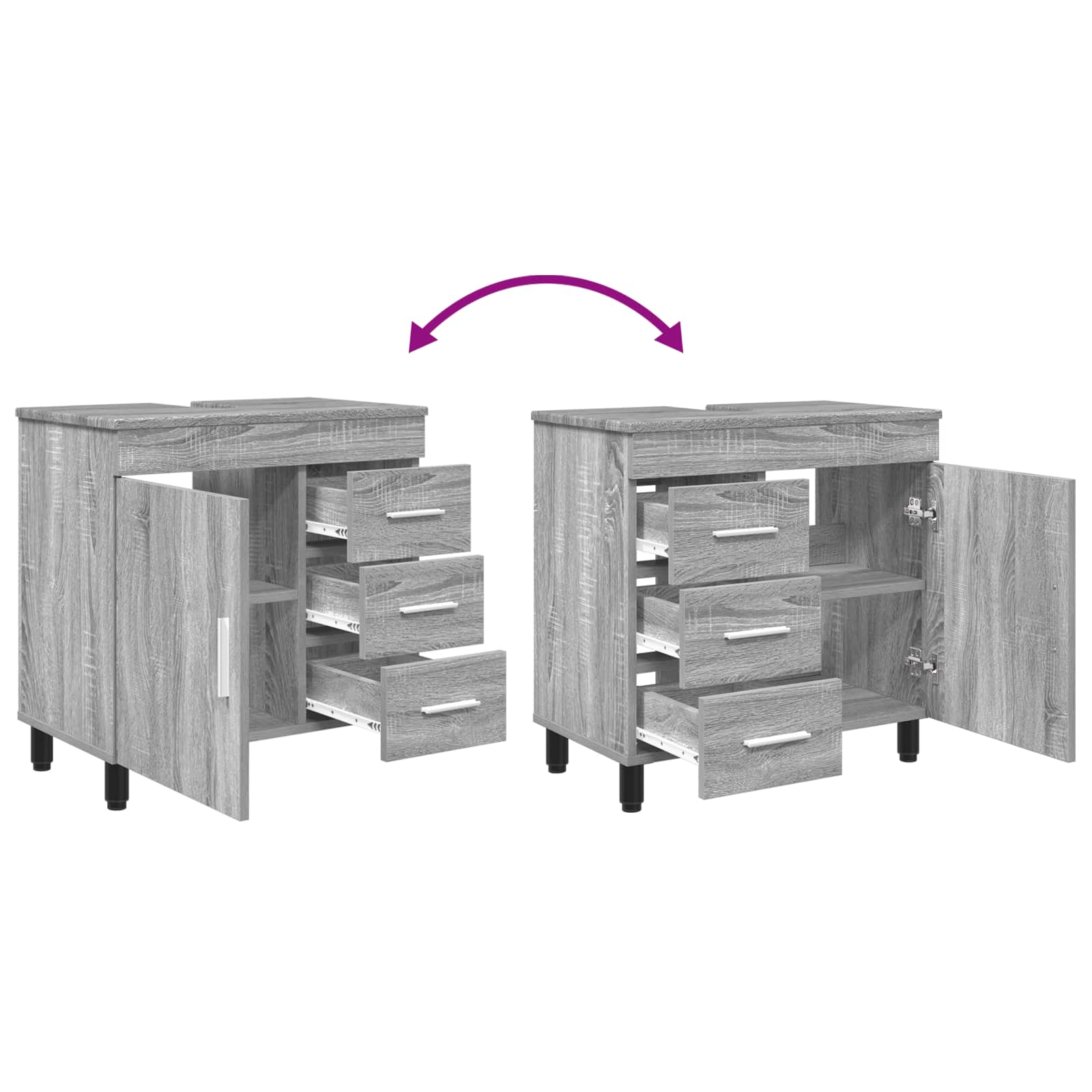 Waschtisch Grau Sonoma 60 x 35 x 60 cm Holzwerkstoff