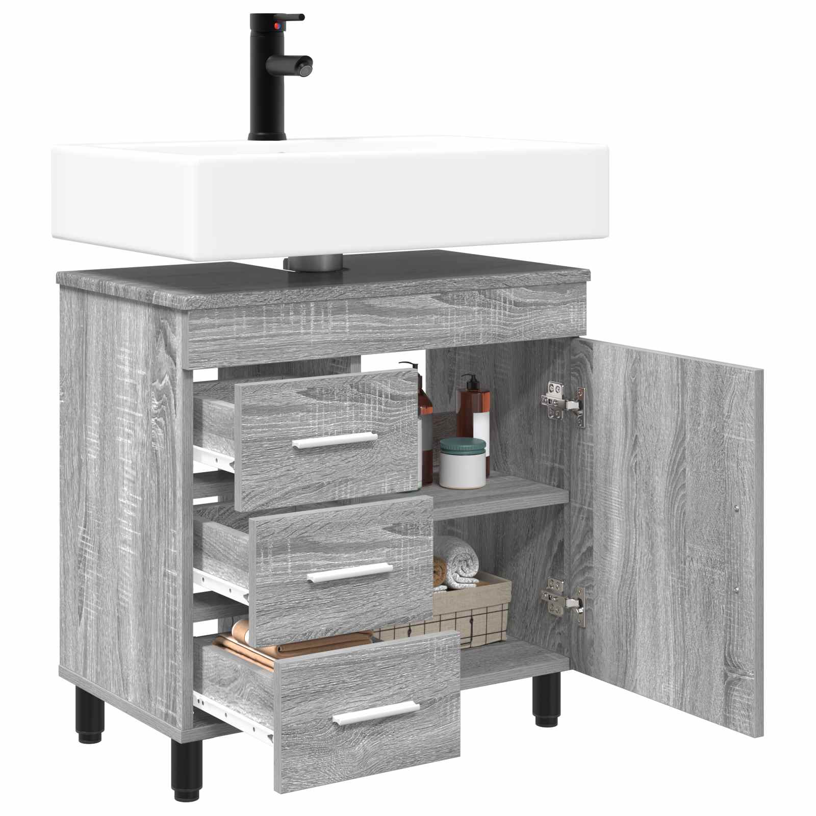 Waschtisch Grau Sonoma 60 x 35 x 60 cm Holzwerkstoff