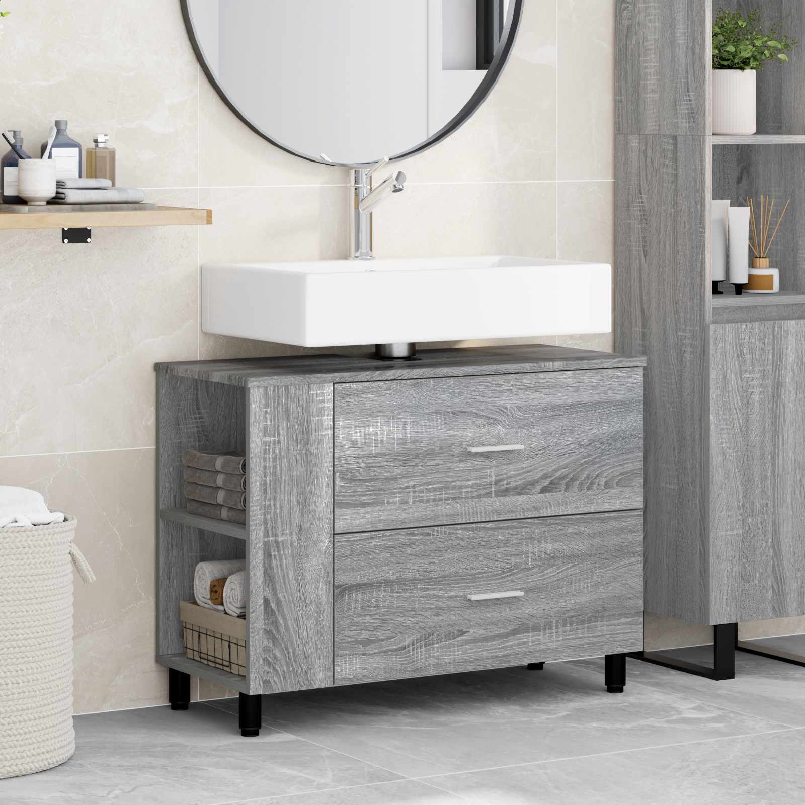 Waschtisch Grau Sonoma 80 x 35 x 60 cm Holzwerkstoff