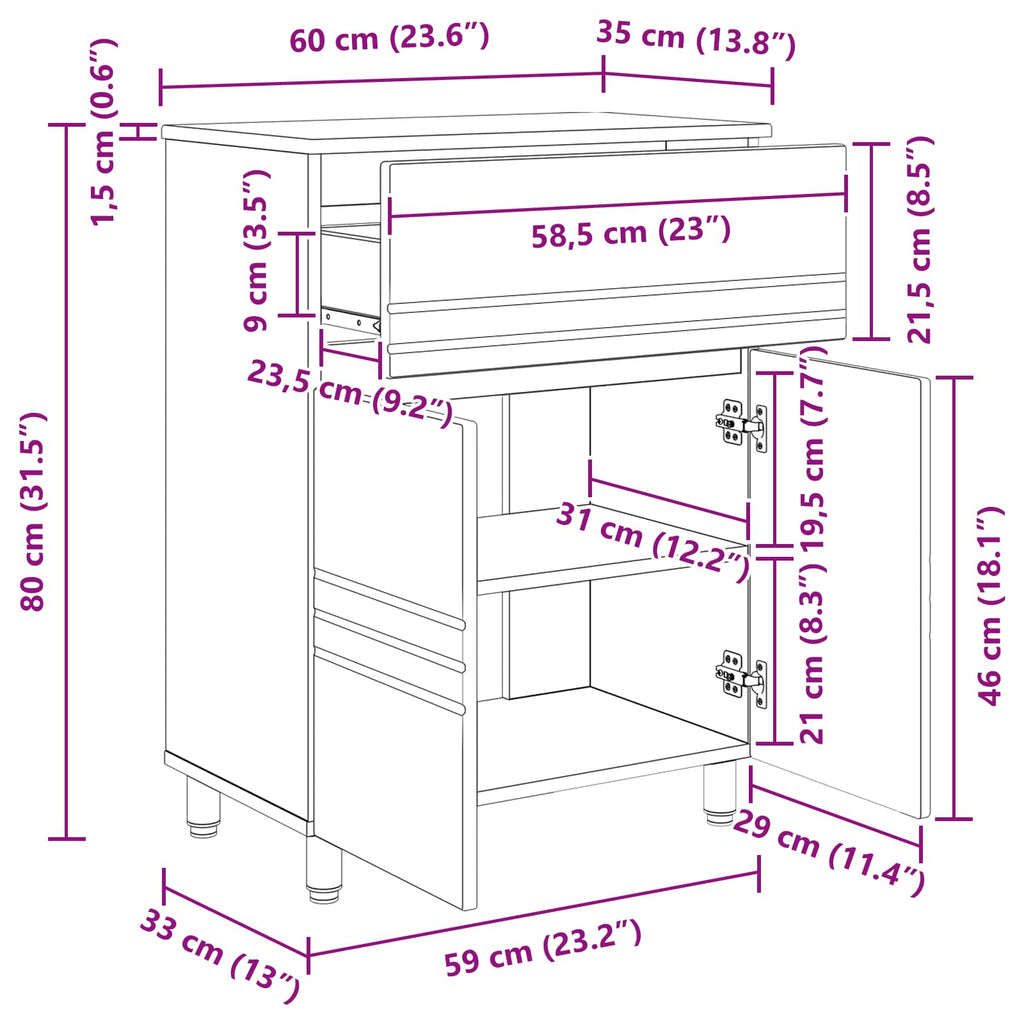 Waschtisch Betongrau 60 x 35 x 80 cm Holzwerkstoff
