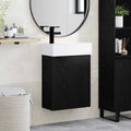 Badezimmer Waschtischunterschrank mit Wasserhahn Schwarze Eiche