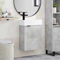 Badezimmer Waschtischunterschrank mit Wasserhahn Betongrau