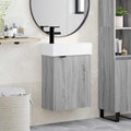 Badezimmer Waschtischunterschrank mit Wasserhahn Grau Sonoma