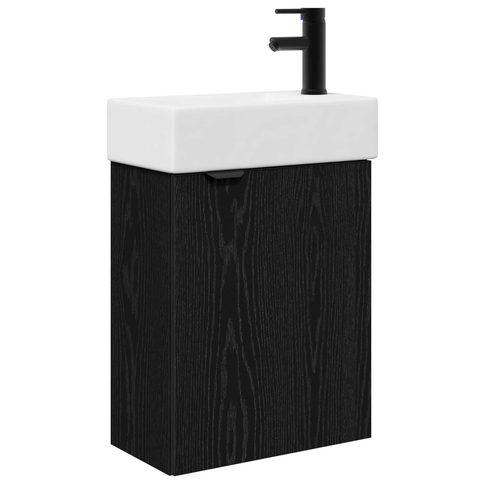 Badezimmer Waschtischunterschrank mit Wasserhahn Schwarze Eiche