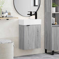 Badezimmer Waschtischunterschrank mit Wasserhahn Grau Sonoma