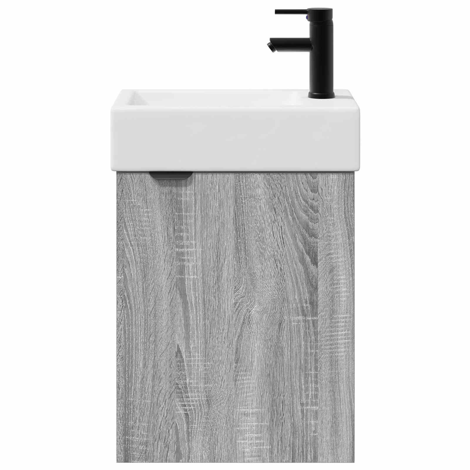 Badezimmer Waschtischunterschrank mit Wasserhahn Grau Sonoma