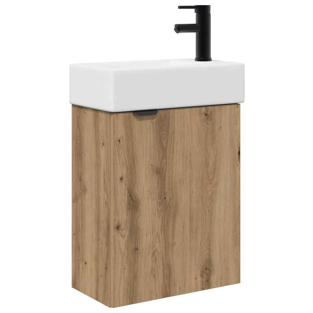 Badezimmer Waschtischunterschrank mit Wasserhahn Artisan-Eiche